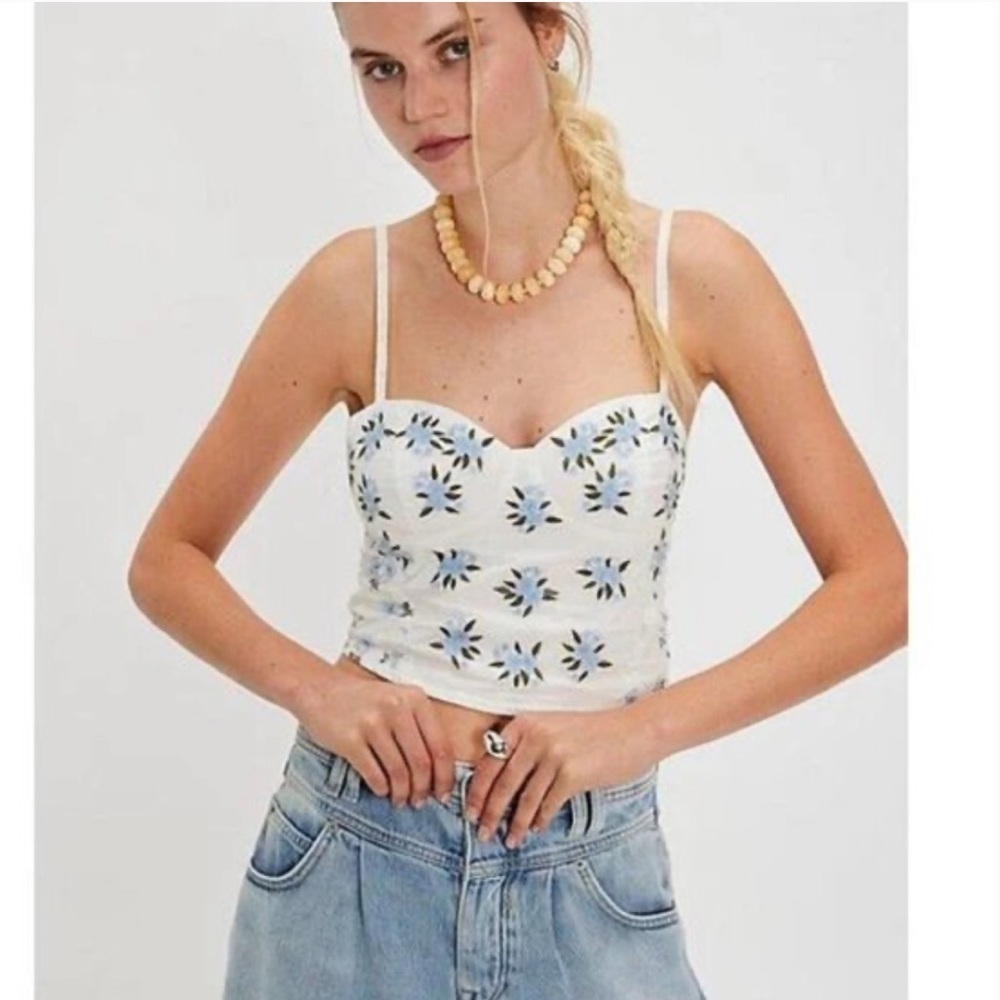 Free People Wild Flowers Embroidered Bustier top size L